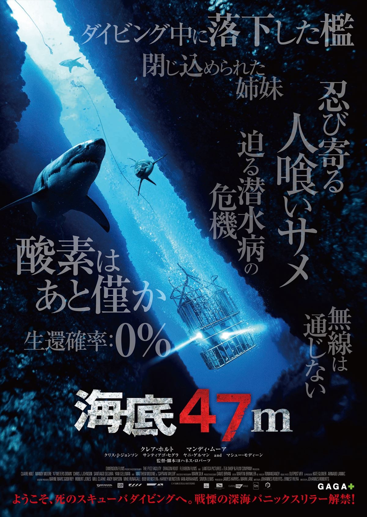 海底で檻に入れられ置き去りに…　サメの恐怖『海底47m』公開決定