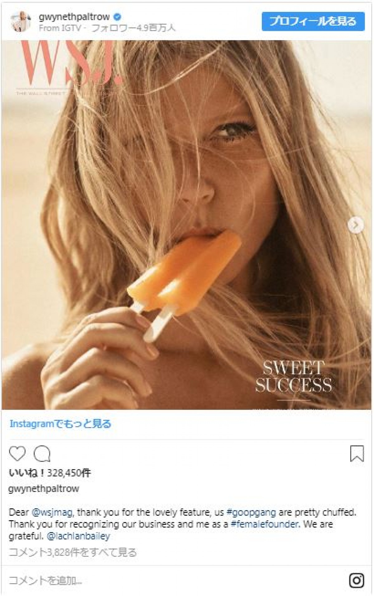 グウィネス・パルトロー、シースルードレス姿で美脚あらわ