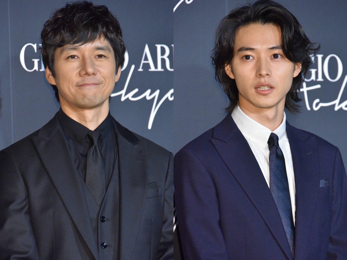 「GIORGIO ARMANI 2020 CRUISE COLLECTION SHOW」に来場した西島秀俊と山崎賢人