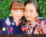 平愛梨＆祐奈トルコで浴衣姿　※「平愛梨」公式ツイッター