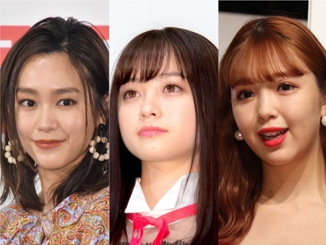 （左から）桐谷美玲、橋本環奈、藤田ニコル