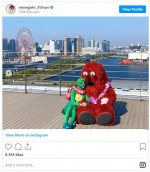 “ガチャピン”峯岸みなみ、本物ムックとイチャイチャ　※「峯岸みなみ」インスタグラム