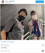 （左から）内田篤人と吉田沙保里、五輪会場でばったり　※「吉田沙保里」インスタグラム