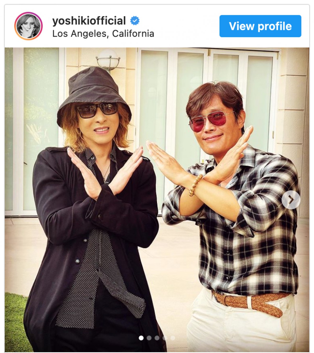 （左から）YOSHIKI、イ・ビョンホン　※「YOSHIKI」インスタグラム