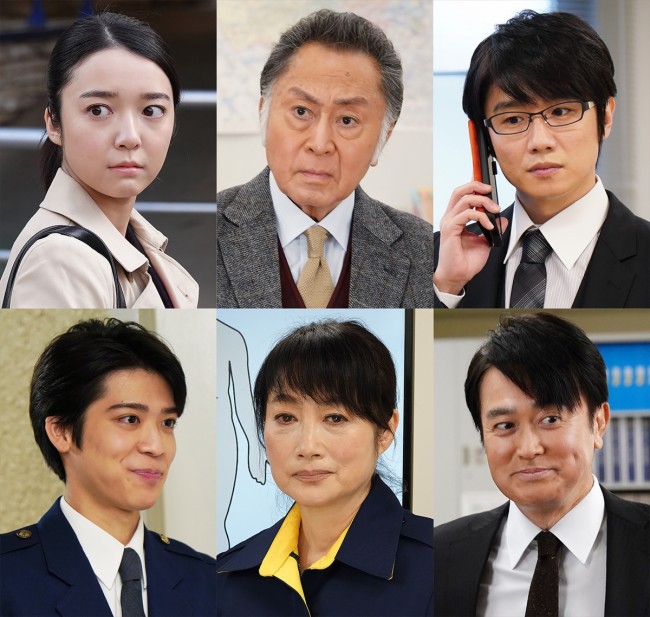 ドラマ『記憶捜査３～新宿東署事件ファイル～』に出演する（上段左から）上白石萌音、北大路欣也、風間俊介、（下段左から）松島聡、余貴美子、石黒賢