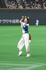 北海道日本ハムファイターズ対福岡ソフトバンクのファーストピッチイベントに参加した真飛聖