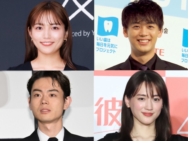 （左上から時計回りで）川口春奈、竹内涼真、綾瀬はるか、菅田将暉