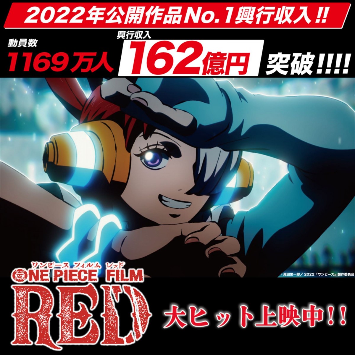 映画ONE PIECE FILM RED』動員1169万人＆興行収入162億円を突破