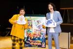 『映画かいけつゾロリ ラララ♪スターたんじょう』に出演する霜降り明星の（左から）せいや、粗品