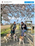 【写真】北斗晶、妊娠中の長男妻・凛＆愛犬と花見散歩