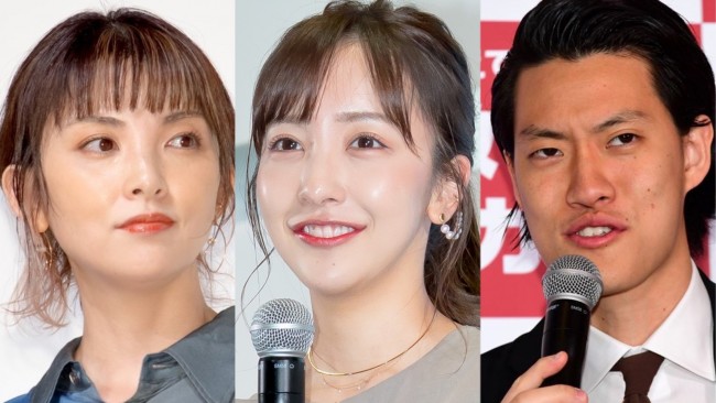 （左から）田中麗奈、板野友美、粗品