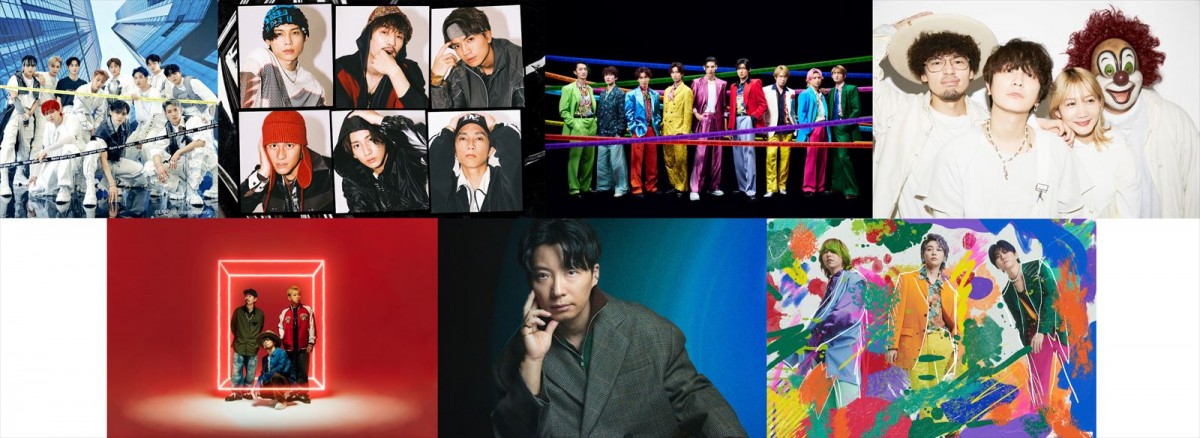 『CDTVライブ！ライブ！クリスマスSP』に出演する（上段左から）JO1、SixTONES、Snow Man、SEKAI NO OWARI（下段左から）10‐FEET、星野源、Mrs. GREEN APPLE