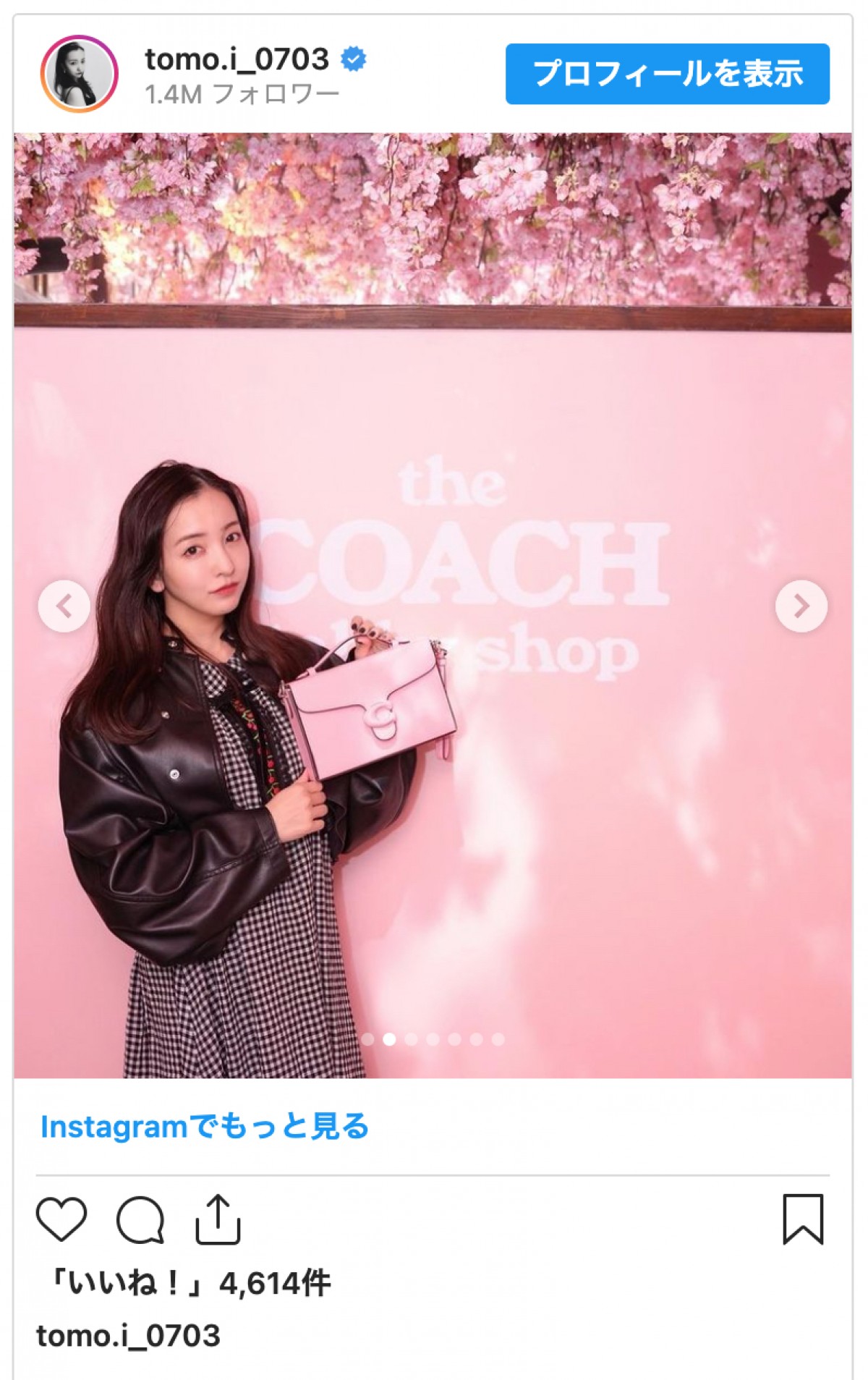 板野友美、ギンガムチェックの“ミニワンピ”で「COACH」ポップアップショップに登場