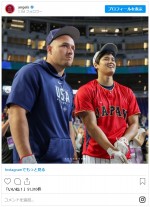 大谷翔平＆マイク・トラウト、WBC決勝戦直前の姿　※「エンゼルス」インスタグラム