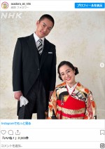 （左から）直明（三山凌輝）と玲美（菊池和澄）　※「朝ドラ『虎に翼』公式」インスタグラム