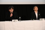 （左から）細田守監督、齋藤優一郎（スタジオ地図／プロデューサー）、「2025年東宝配給作品ラインナップ発表会」の様子