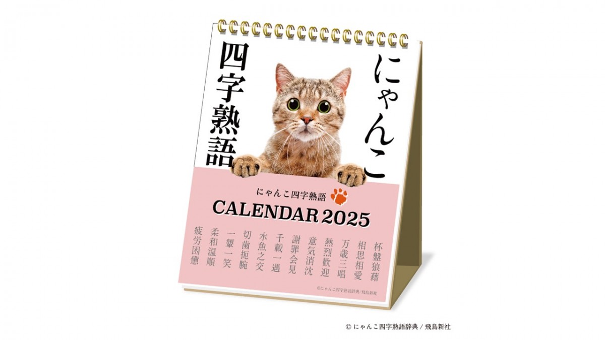 郵便局に『にゃんこ四字熟語辞典』グッズが登場！　2025年版カレンダーなど発売