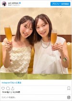 双子コーデの（左から）蛯原友里・蛯原英里 ※「蛯原友里」インスタグラム