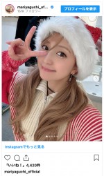 矢口真里、ロン毛ウィッグ＆サンタ帽姿を披露　※「矢口真里」インスタグラム