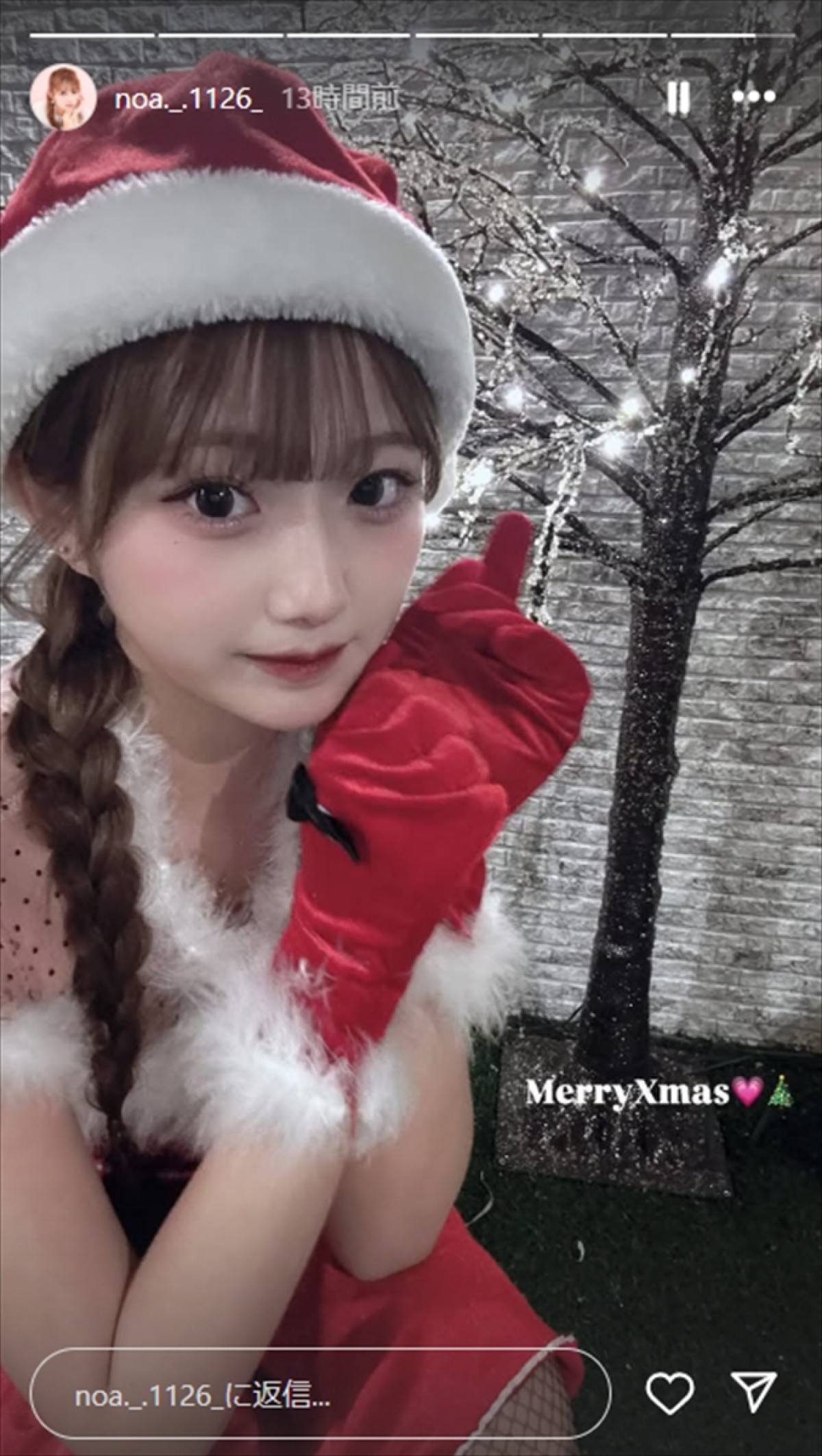 辻希美の17歳娘、サンタコスに衝撃「マジで可愛い」　手作りクリスマスケーキもパティシエ級