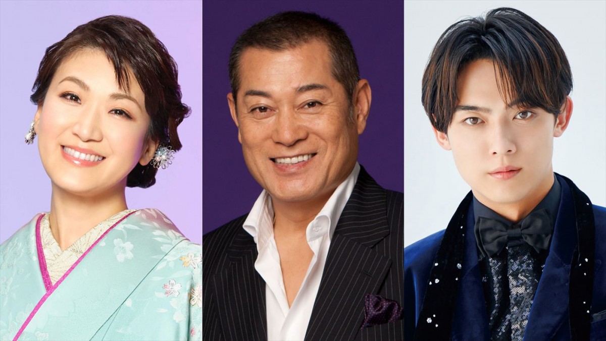 『松平健 芸能生活50周年記念公演』で共演する（左から）市川由紀乃、松平健、辰巳ゆうと