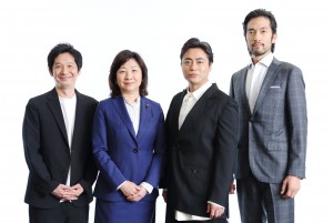 （左から）伊藤主税プロデューサー、野田聖子 衆議院議員、山田孝之、阿部進之介