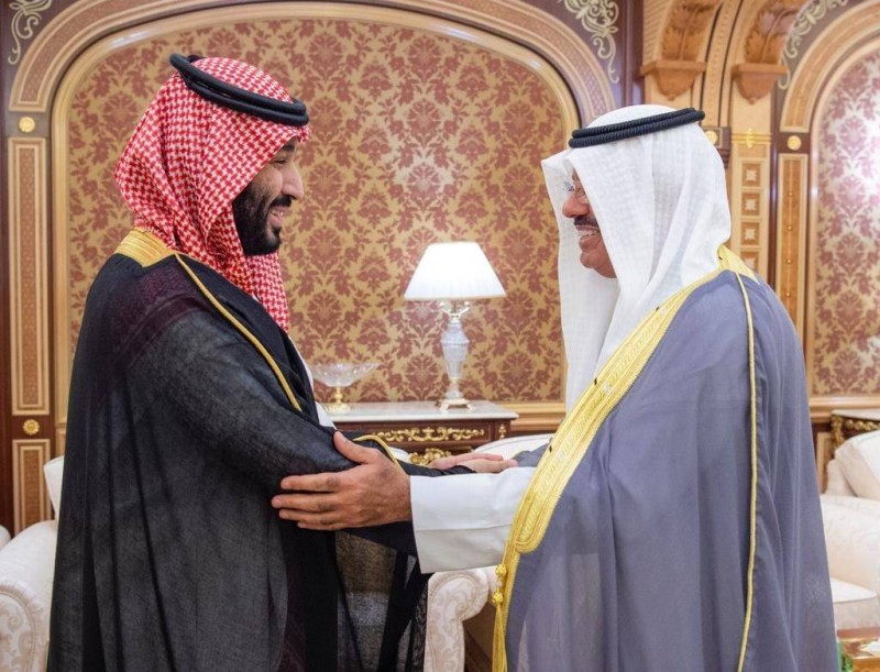 ولي العهد الأمير محمد بن سلمان مستقبلا رئيس مجلس الوزراء بدولة الكويت الشيخ أحمد بن نواف الصباح