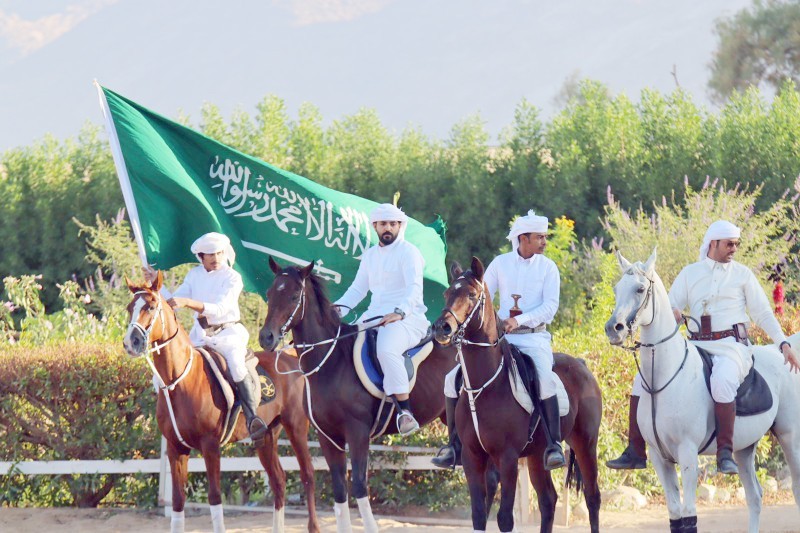 



جانب من الفرسان المشاركين في تصوير العمل الغنائي.