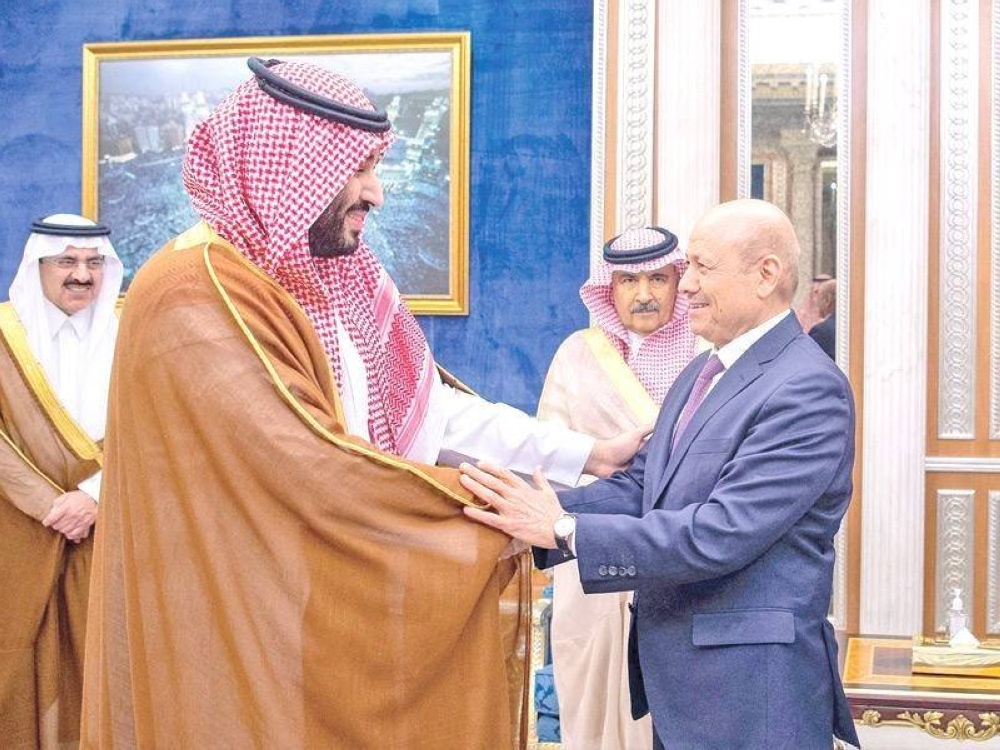 



الأمير محمد بن سلمان يستقبل رئيس مجلس القيادة الرئاسي اليمني رشاد العليمي.