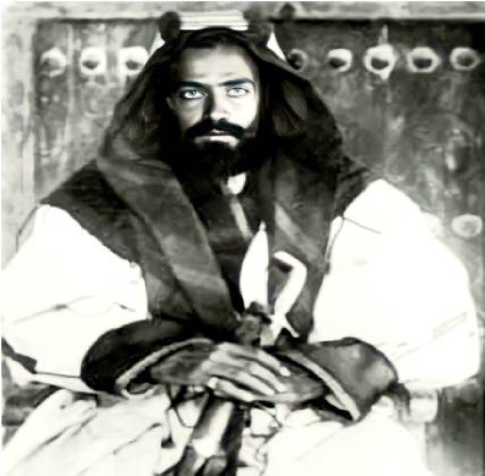 الشيخ حمد بن عيسى بن علي ولي عهد البحرين ــ تصوير بورخارت عام 1903.